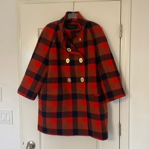 Plaid Coach pea coat, large